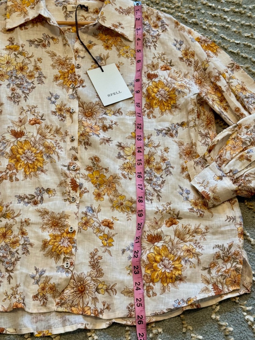 Free People X Spell Meadowland Linen Blouse Buttondown Top | Cream | XS | NWT - Picture 11 of 16